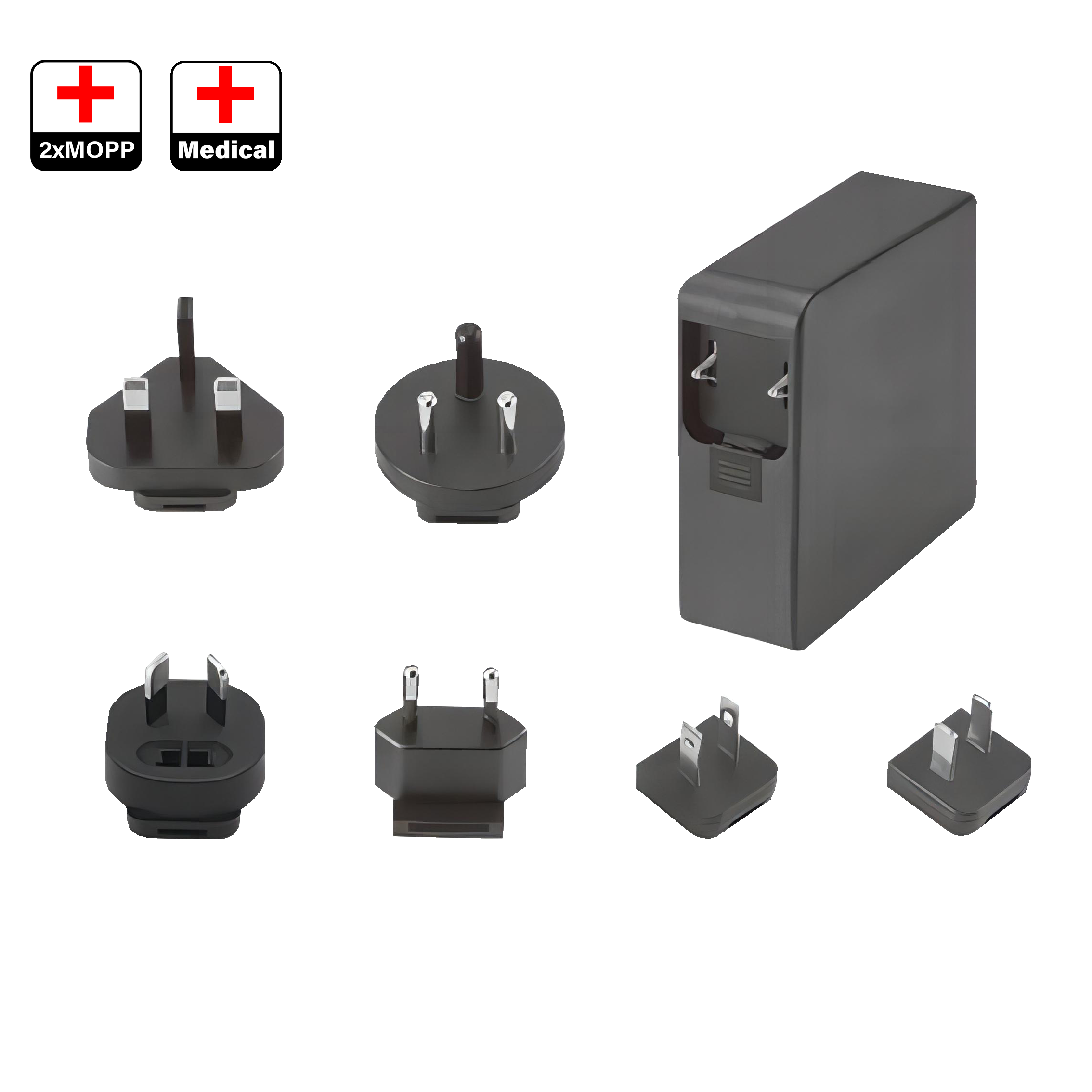 65W Interchangeable GaN Medical AC-DC Power Supply